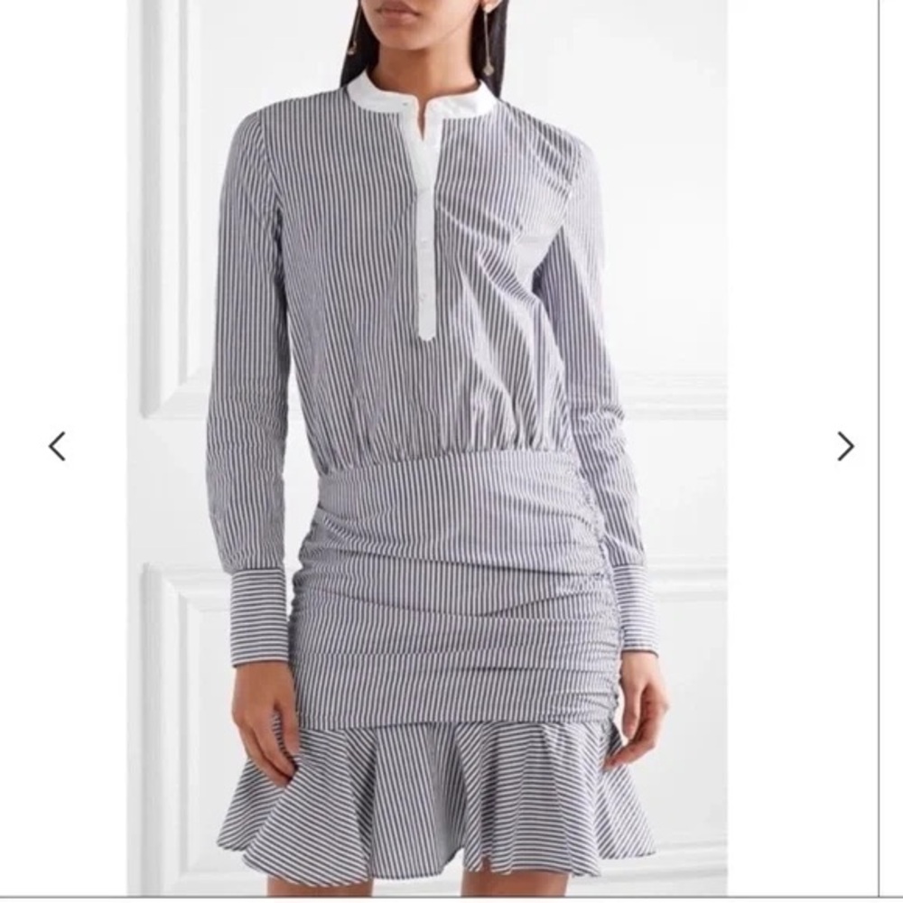 Veronica Beard Everett Striped Ruched Shirt Dress